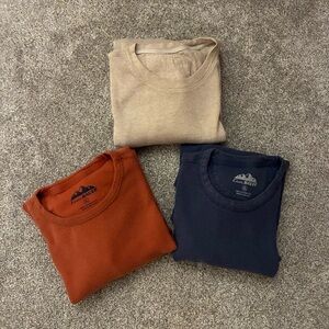 Eddie Bauer Orange Waffle-Knit Crewneck Thermal Shirt